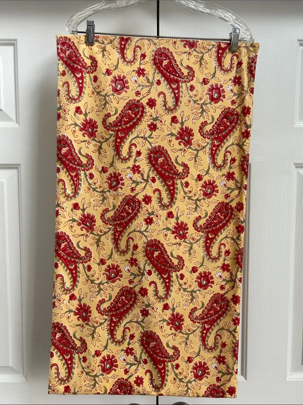 Pottery Barn Yellow and Red Paisley Table Runner 18”x90”